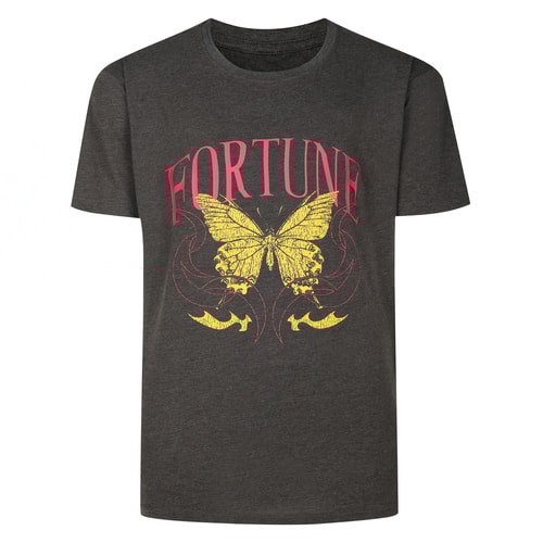 Bigdude Fortune Print Short Sleeve T-Shirt Charcoal